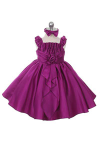 Girls Dress Style 025- PURPLE Cap Sleeve Taffeta Dress with Embellished Bodice
