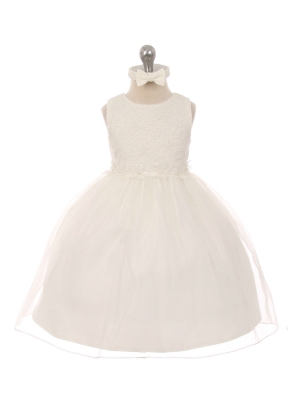Girls Dress Style 028 - Floral Lace Dress with Headband in Choice of Color