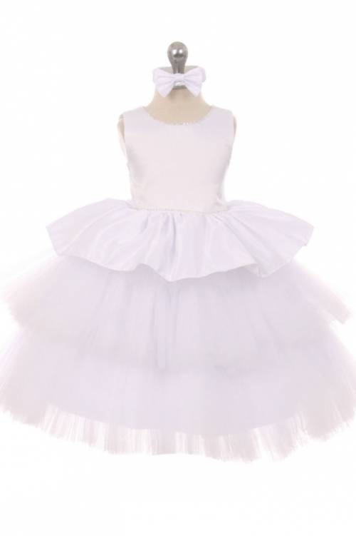 simple elegant short wedding dresses Royal Blue Knee Length Dress for Little Girls,Layered Satin Girl Pageant Dress,GPD0025, J8 / Red main image 1