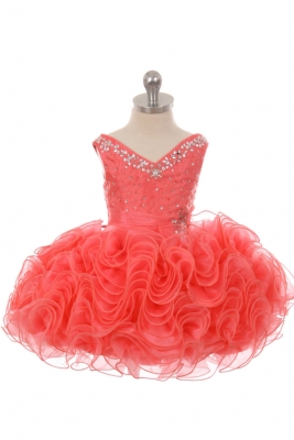 SALE Coral Short Organza Party Dress