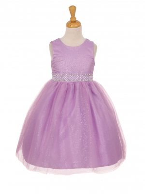 Girls Dress Style 1031 -  LILAC Sparkly Tulle Dress with Rhinestone Accents