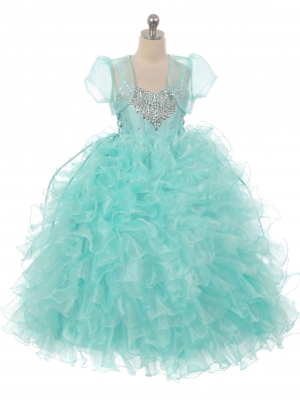 Girls Dress Style 1035 -  Organza Dress with Heart Shaped Rhinestone Accents in Choice of Color