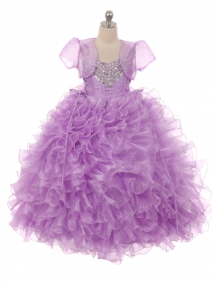 Girls Dress Style 1035 -  Organza Dress with Heart Shaped Rhinestone Accents in Choice of Color