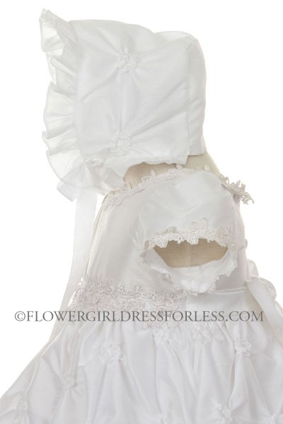 RK_332 - Girls Dress Style 332- WHITE Taffeta Short Sleeve Baptism and ...