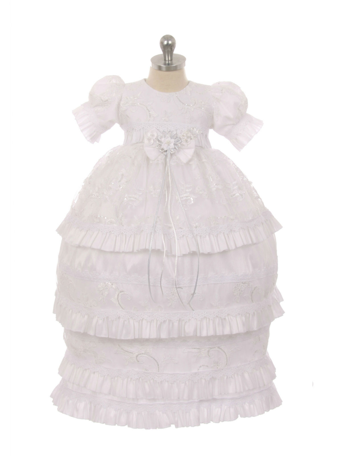 Girls Baptism-Christening Gown Style 355 - Embroidered 3 Piece Convertible dress