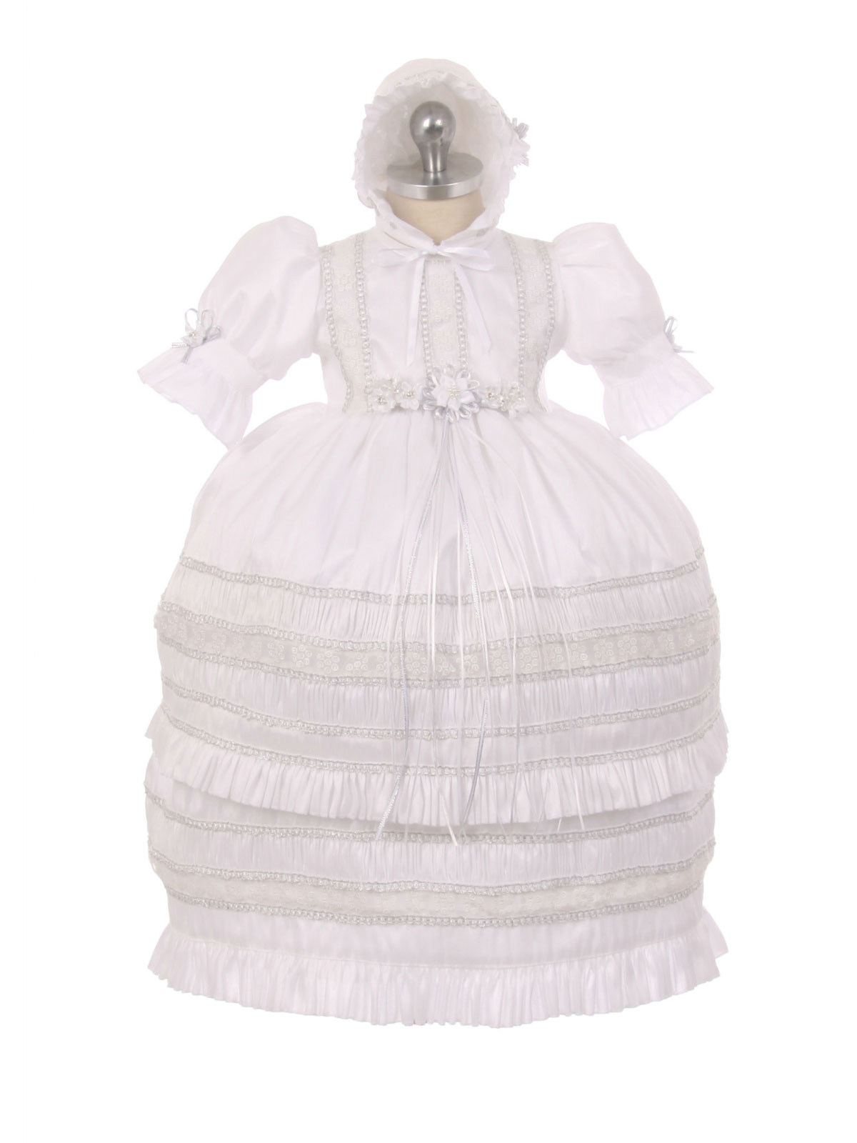 Girls Baptism-Christening Gown Style 356 - Embroidered 3 Piece Convertible dress