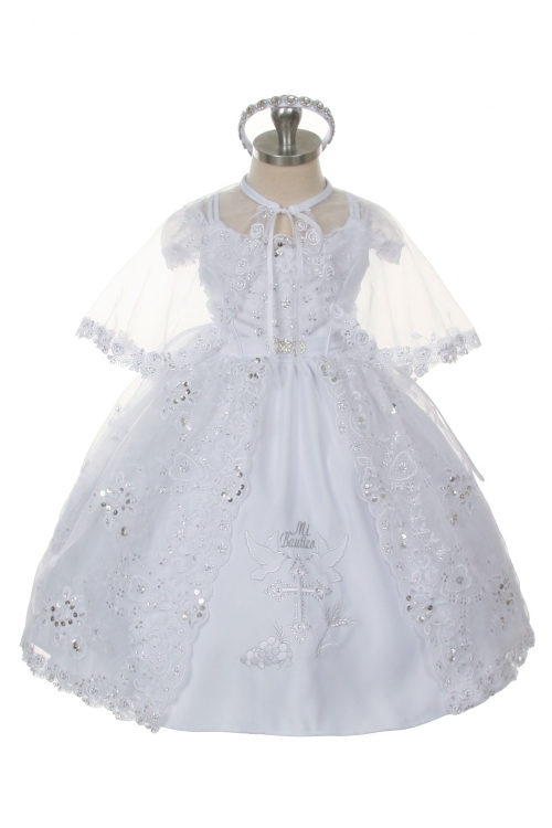 chinese dress ladies Embroidered Organza Christening Baptism Gown & Matching Bonnet