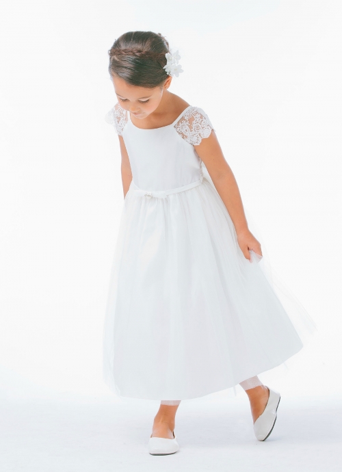 lace cap sleeve flower girl dress