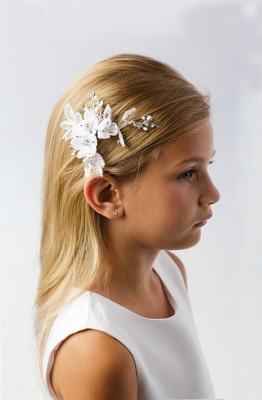 Girls Floral Bridal Quality Haircomb - Style 118- In Choice of Color