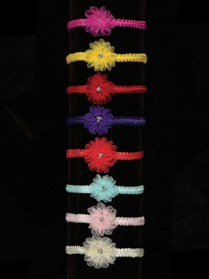 Stretch Headband Style 177- Large Flower Headband with Rhinestone Accent