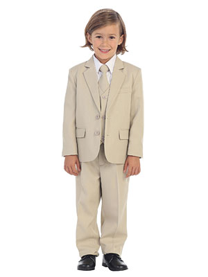 Boys Suit Style 4008- Boys 5 Piece Suit in Khaki