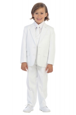 Boys Suit Style 4010 - HUSKY Boys 5 Piece Suit in WHITE