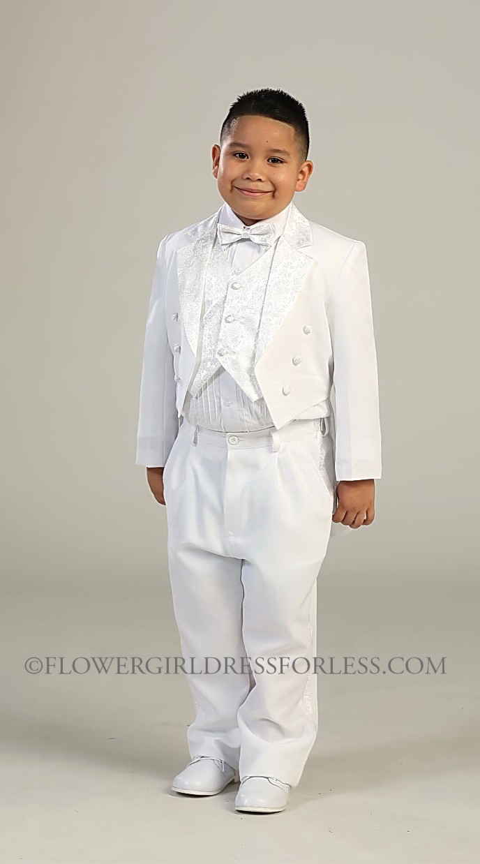 TT 4013 Boys Suit Style 4013 5 Piece Tuxedo Set Choice of Black or White Boys First Holy Communion Suits Flower Girl Dresses Flower Girl Dress For Less