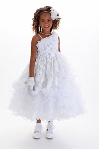 Girls Dress Style 5567 - SALE One Shoulder Fancy Ruffle Dress in Choice of Color