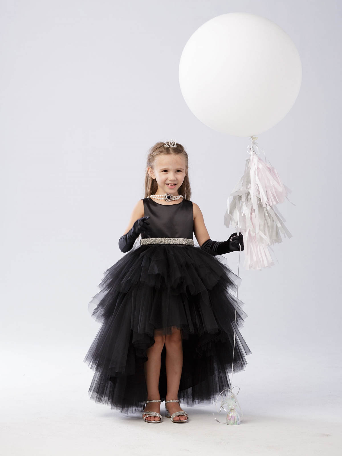 TT_5658BLK - Girls Dress Style 5658 - Satin and Tulle High Low Dress In  Black - Tip Top Kids - Flower Girl Dresses - Flower Girl Dress For Less