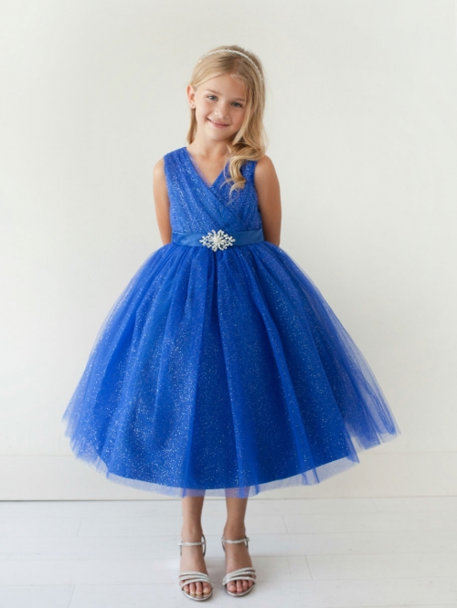 Tt 5698ry Girls Dress Style 5698 Royal Blue Sparkly Tulle