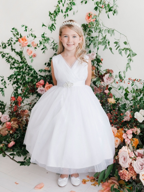 Hope White Bow Detail Tulle Maxi Communion Dress – Kirsty Doyle Wedding