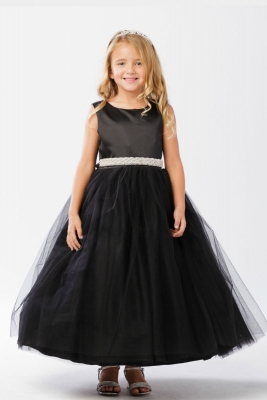 black velvet flower girl dress