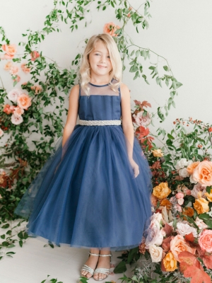 TT_5702W - Girls Dress Style 5702 - WHITE Tulle and Organza Dress with ...