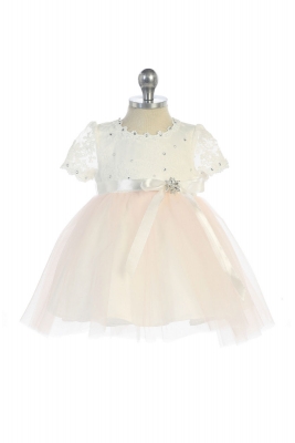 Girls Dress Style 5713 - Short Sleeved Lace and Tulle Dress In Choice of Color