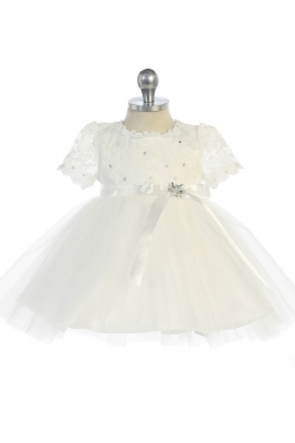 Girls Dress Style 5713 - Short Sleeved Lace and Tulle Dress In Choice of Color