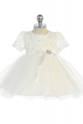 Girls Dress Style 5713 - Short Sleeved Lace and Tulle Dress In Choice of Color