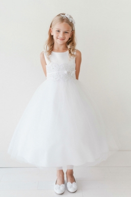 Girls Dress Style 5718 - Sleeveless Dress with Banded Lace Waist In Choice of Color