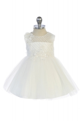 Girls Dress Style 5753 - Sleeveless Embroidered Beaded Gown in Ivory