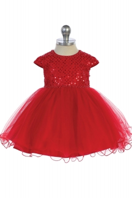 Girls Dress Style 5758s - Short Sleeve Beaded Bodice and Tulle Dress in Choice of Color