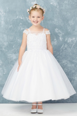 Girls Dress Style 5761 - Ivory Off Shoulder Embroidered Gown