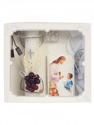 First Holy Communion Candle Set Style FC5223BOY - BOY in Choice of Language