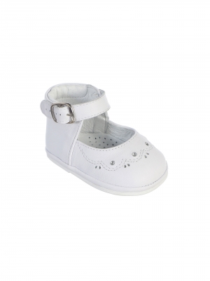 Infant and Toddlers Genuine Leather Shoes Style S301 - WHITE Only