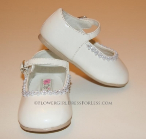 Flower Girl Shoe Style S49 - Soft Patent Shoe with Cute Flower Detailing- Infant and Toddler Size