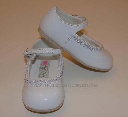 Flower Girl Shoe Style S49 - Soft Patent Shoe with Cute Flower Detailing- Infant and Toddler Size