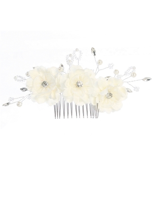Girls Floral Bridal Quality Haircomb - Style 135 in Choice of Color