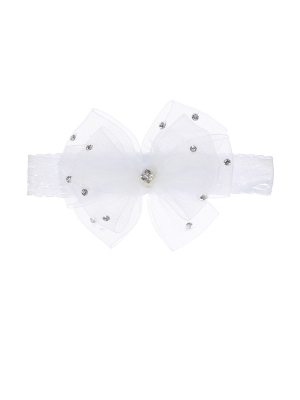 Girls Bow with Rhinestones Headband - Style 191 in Choice of Color