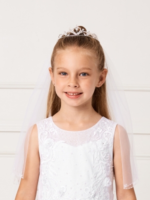 Girls Elegant Heart Rhinestone Tiara - Style 309
