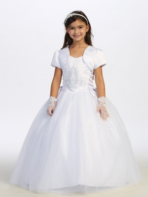 Girls Dress Style - 1163 White Communion Dress Comes with Satin Bolero Jacket