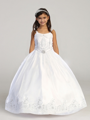 Maria Embroidered Dress with Floral Lace Applique
