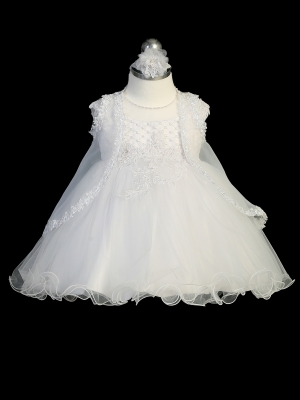 Girls Dress Style 2354 - Fancy Sleeveless Dress with Floral Applique and an Illusion Neckline