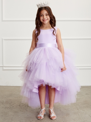 Girls Dress Style 5658 - Satin and Tulle High Low Dress In Lilac