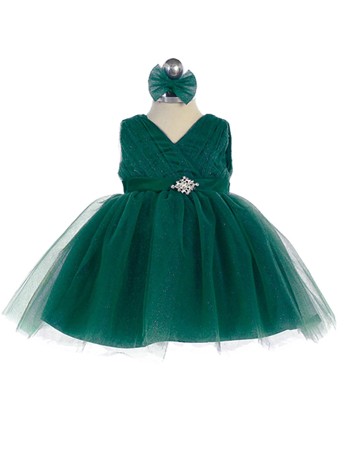 TT_5698EM - Girls Dress Style 5698 - EMERALD Sparkly Tulle Dress with  Matching Rhinestone Sash - Green - Flower Girl Dresses - Flower Girl Dress  For Less