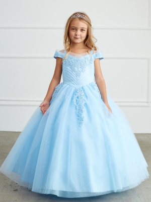Sky Blue Off Shoulder Chevron Beaded Dress