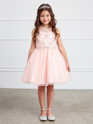 Blush Halter Neck Rhinestone and Beaded Dress