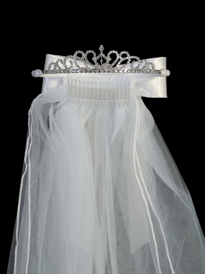 Rhinestone Tiara with Veil - Style 703T