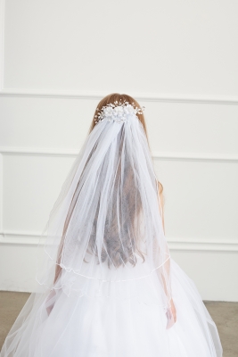 Flower Comb with Veil - Style 712V