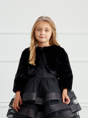 Black Faux Fur Jacket - Style 7914