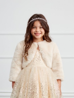 Champagne Faux Fur Jacket - Style 7914
