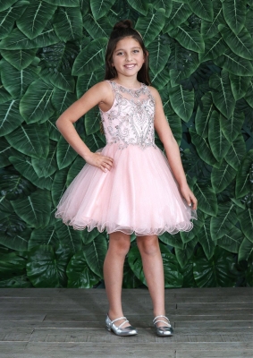 Girls Dress Style TY013 - BLUSH Beautifully Beaded Short Party Dress