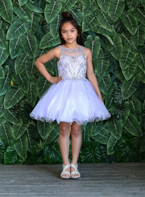 Girls Dress Style TY013 - LILAC Beautifully Beaded Short Party Dress